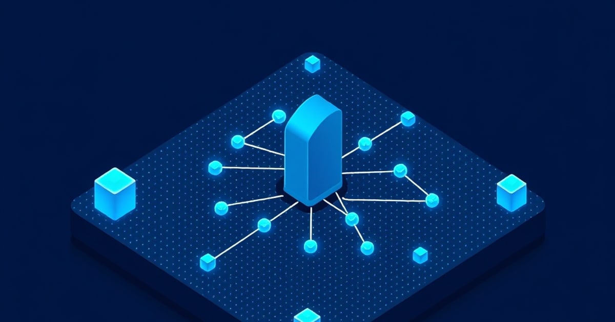 Isometric vector illustration showing interconnected technology symbols and warning signs for AI risks and security vulnerabilities