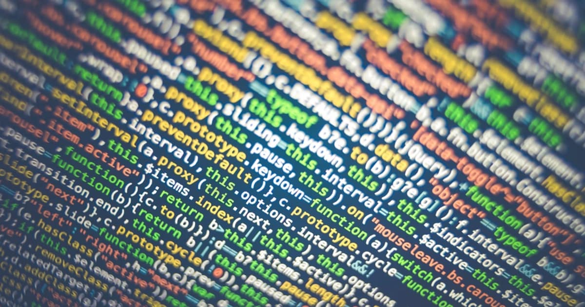 Colorful source code displayed on a computer screen